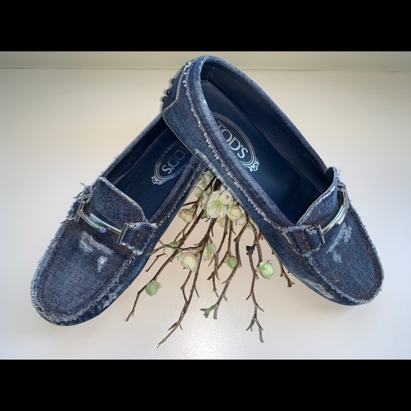 Tod's Shoes - Tods Gommino double T denim loafers
